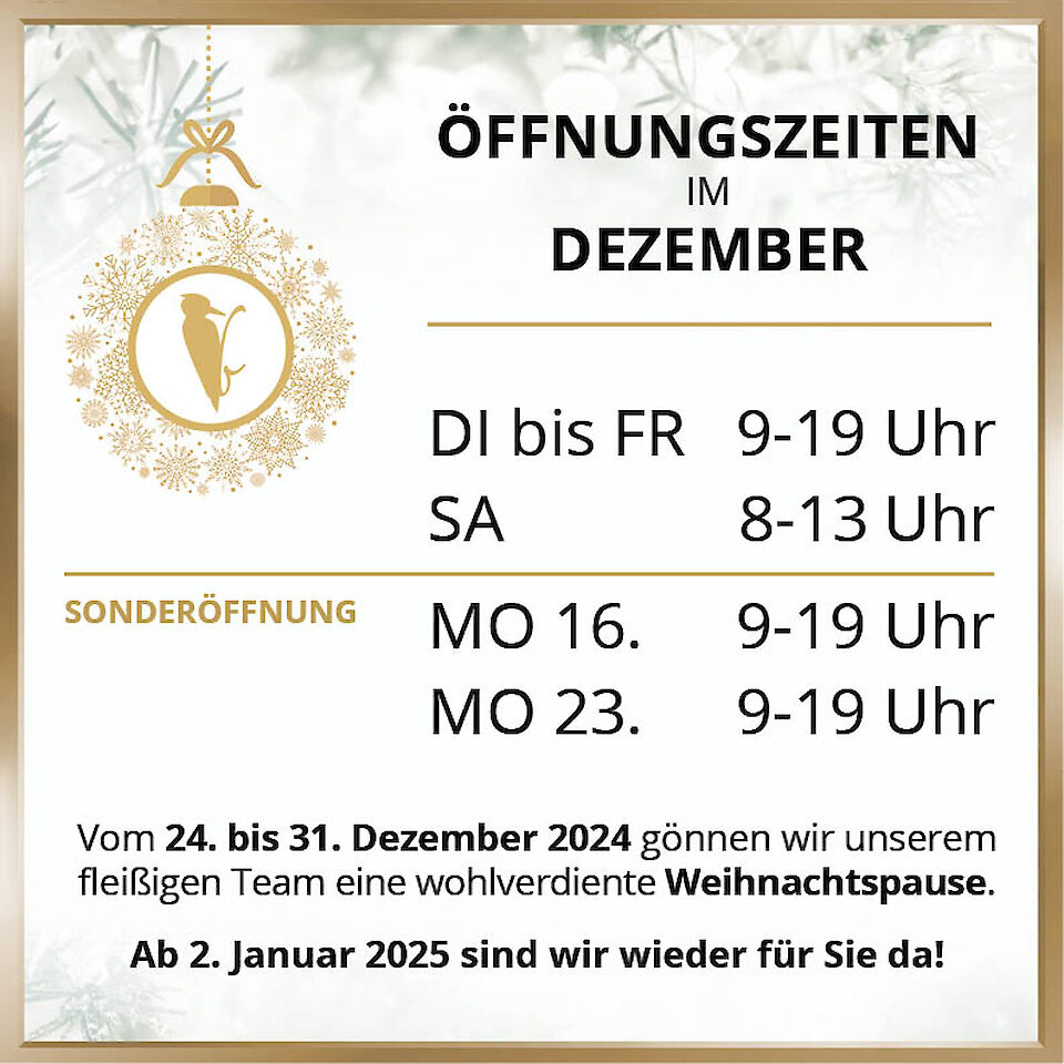 Unsere Öffnungszeiten im Dezember