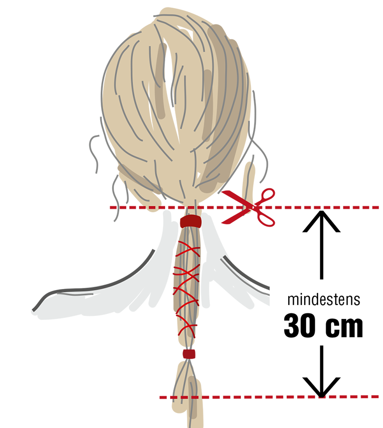 Haare spenden mit mindestens 30 cm Länge.